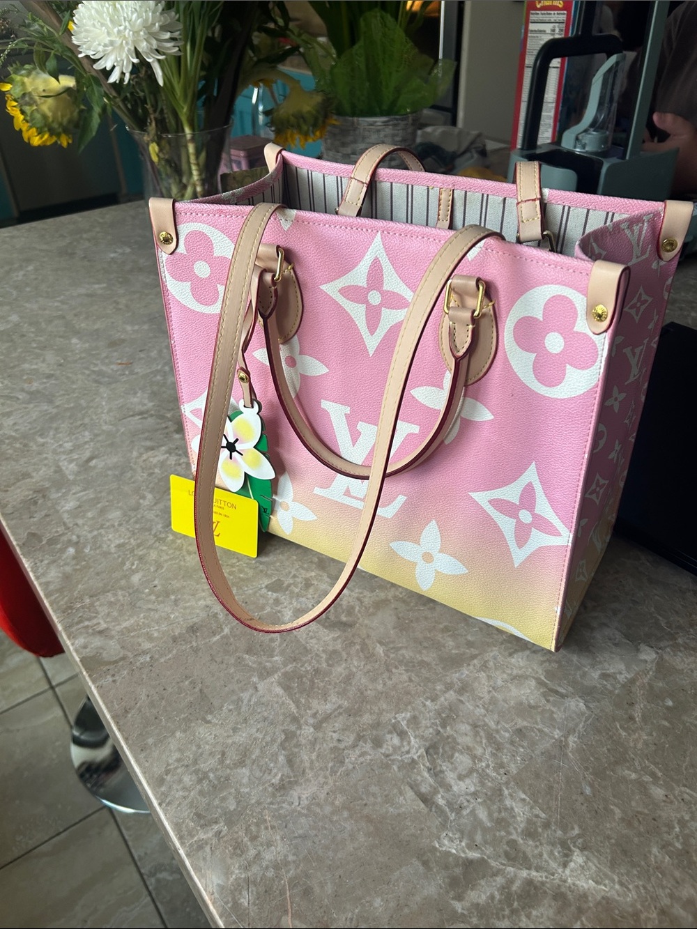 Louis Vuitton Pink and Cream Monogram Canvas Tote